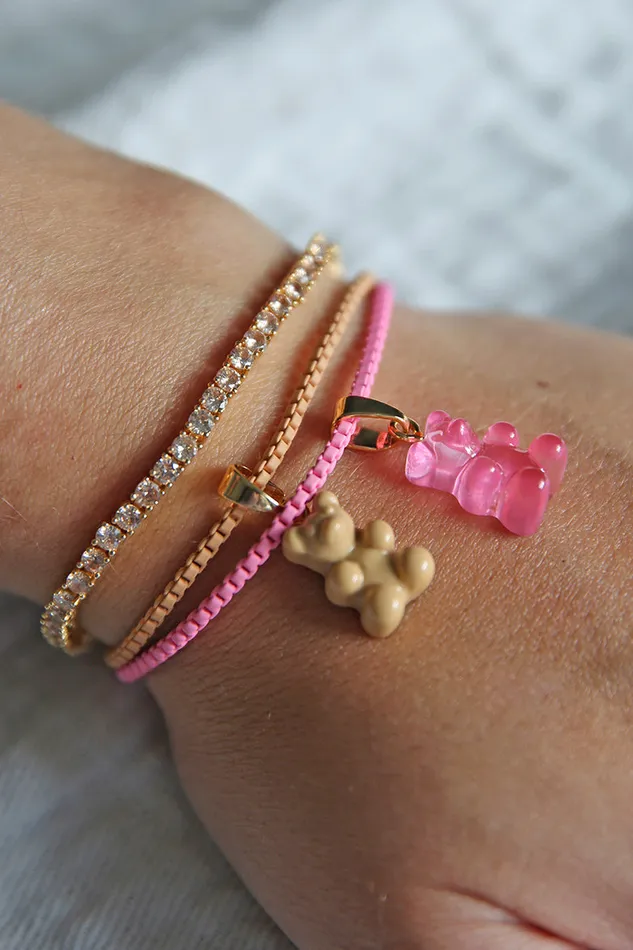 Nostalgia bear Classic connector Bubblegum pink Crystal Haze Jewelry Rings