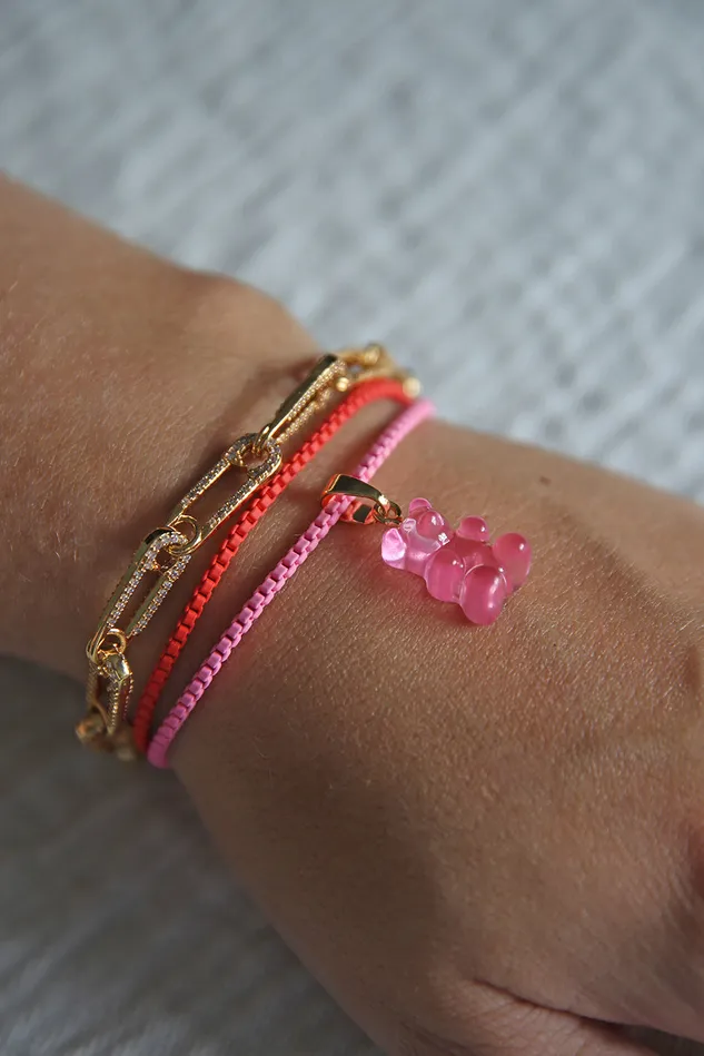 Nostalgia bear Classic connector Bubblegum pink Crystal Haze Jewelry Rings