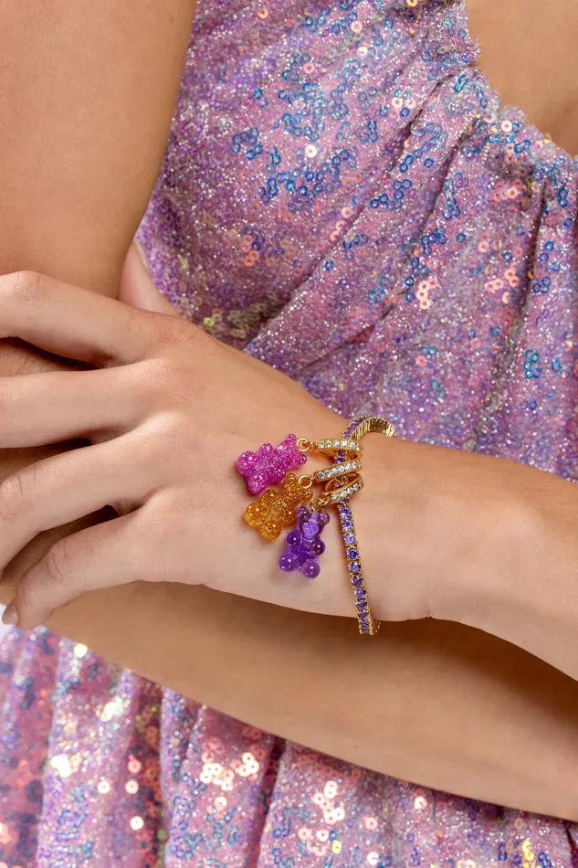 Nostalgia bear Pave connector Magenta Crystal Haze Jewelry Rings