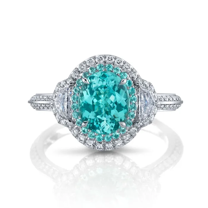 OMI Gems Inc Rings Platinum Oval Paraiba Tourmaline Diamond Ring
