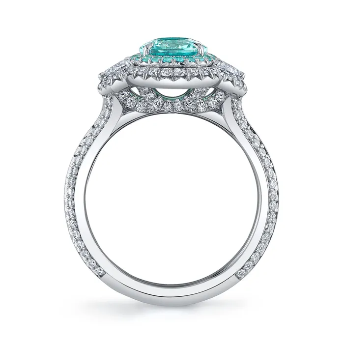 OMI Gems Inc Rings Platinum Oval Paraiba Tourmaline Diamond Ring