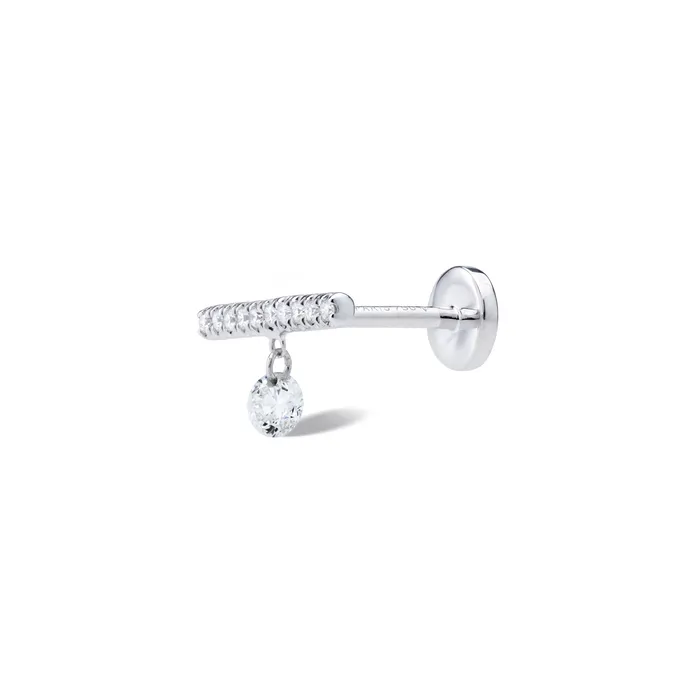PERSEE Earrings Single Diamond Bar with Diamond Drop Earring