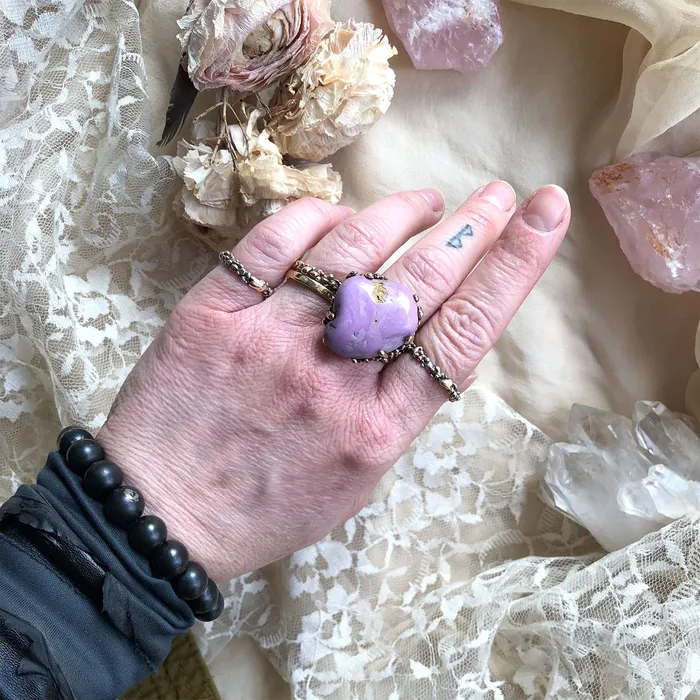 Phosphosiderite Statement Ring One of a Kind Giardinoblu Rings