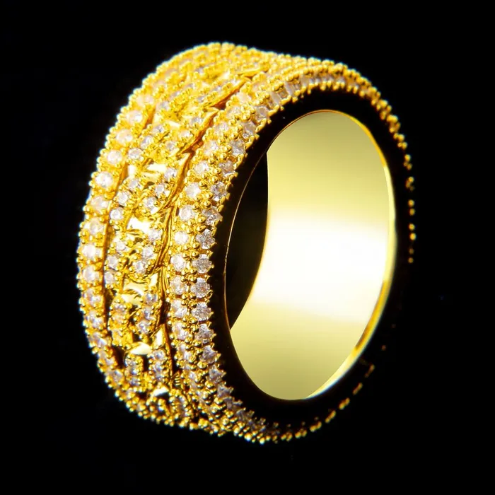 Prong Setting Spinnig Iced Out Diamond Ring Spinning Rings