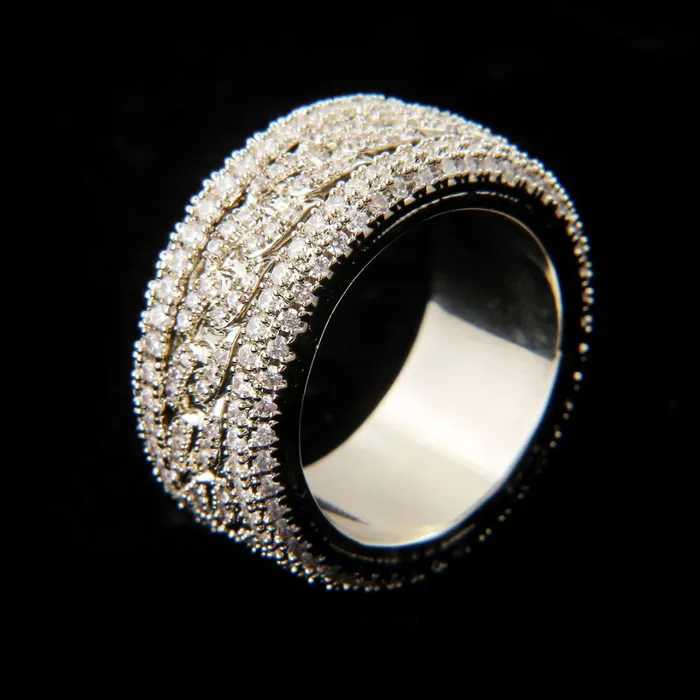 Prong Setting Spinnig Iced Out Diamond Ring Spinning Rings