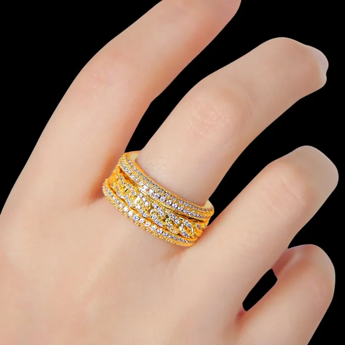 Prong Setting Spinnig Iced Out Diamond Ring Spinning Rings