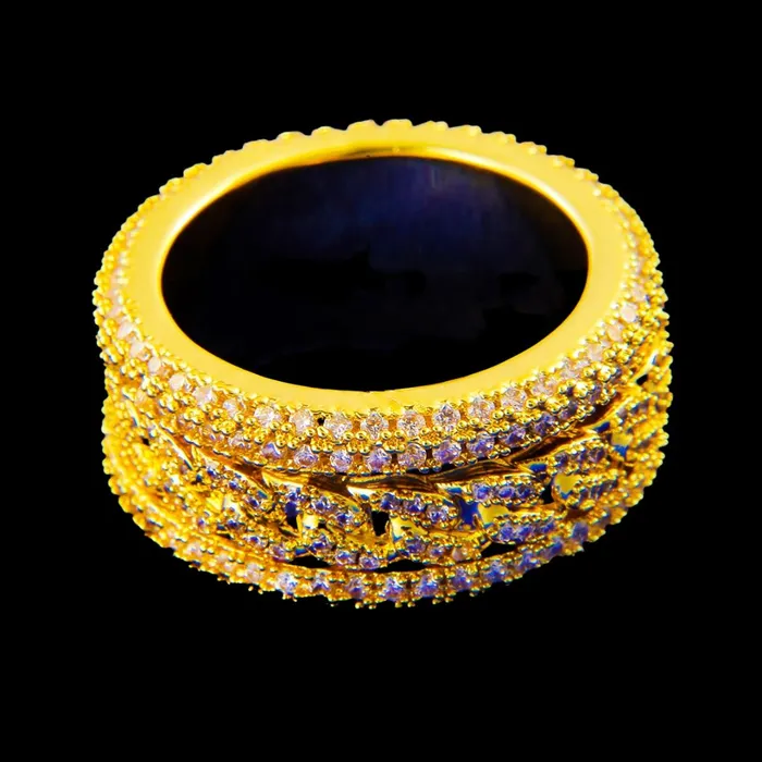 Prong Setting Spinnig Iced Out Diamond Ring Spinning Rings