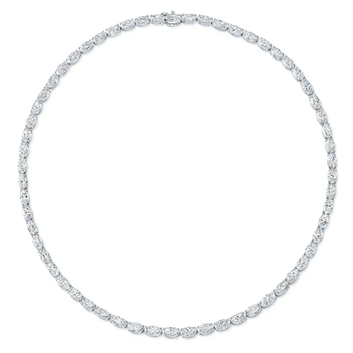 RAHAMINOV DIAMONDS INC Necklaces EastWest Oval Diamond Tennis Necklace in 18kt White Gold RAHAMINOV DIAMONDS INC Necklaces EastWest Oval Diamond Tennis Necklace in 18kt White Gold