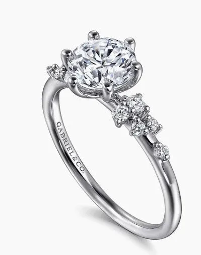 Reena 14K White Gold Round Diamond Engagement Ring Setting Only GABRIEL CO Rings Reena 14K White Gold Round Diamond Engagement Ring Setting Only GABRIEL CO Rings
