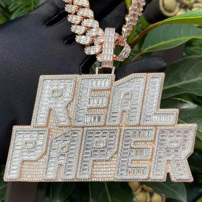 RICH Necklaces Rich Baguette n Diamond Iced Out Personalized Custom Name Necklace Pendant RICH Necklaces Rich Baguette n Diamond Iced Out Personalized Custom Name Necklace Pendant