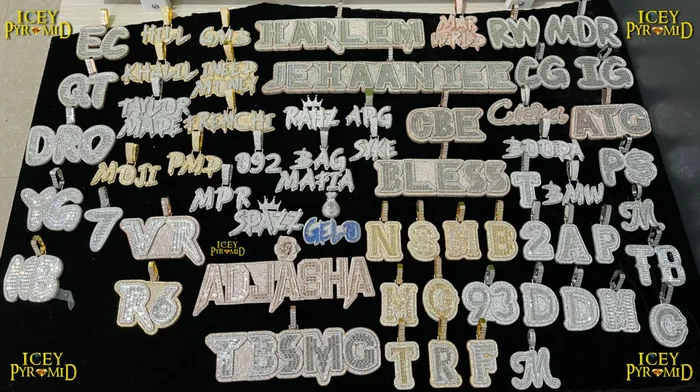 RICH Necklaces Rich Baguette n Diamond Iced Out Personalized Custom Name Necklace Pendant