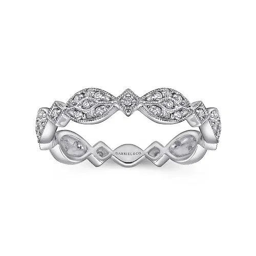 Rings 14K White Gold Marquise Station Pave Diamond Stackable Ring GABRIEL CO Rings 14K White Gold Marquise Station Pave Diamond Stackable Ring GABRIEL CO