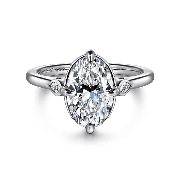 Rings 14K White Gold Oval Three Stone Diamond Engagement Ring GABRIEL CO Rings 14K White Gold Oval Three Stone Diamond Engagement Ring GABRIEL CO