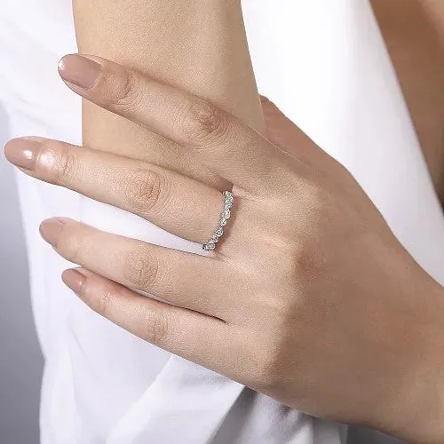 Rings 14K White Gold Pear and Round Station Stackable Diamond Ring GABRIEL CO Rings 14K White Gold Pear and Round Station Stackable Diamond Ring GABRIEL CO