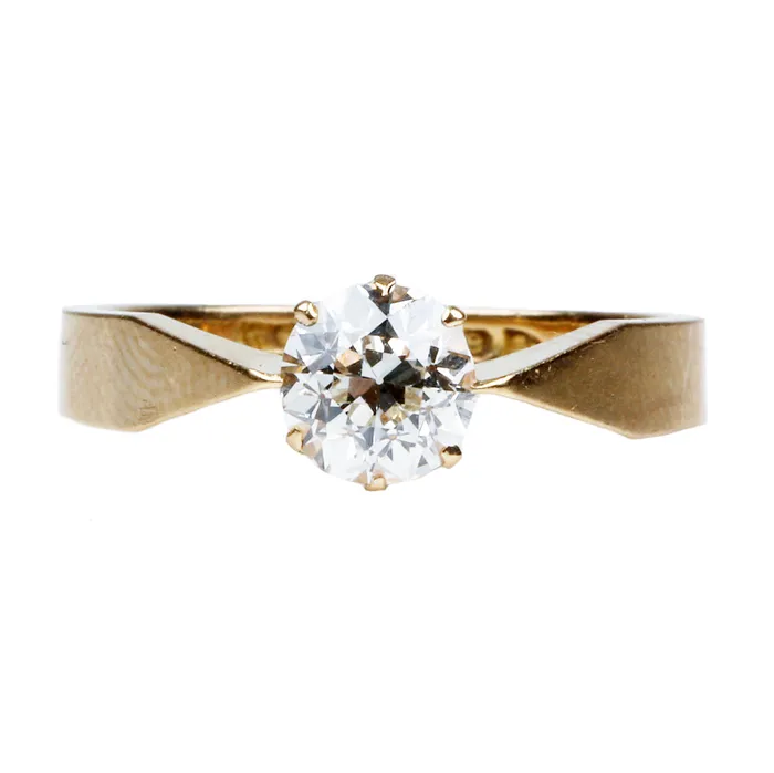 Rings Bell Bird Antiques Early 20th Century Solitaire Diamond Ring