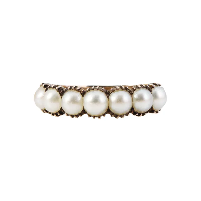 Rings Bell Bird Antiques Georgian Pearl Half Hoop Band
