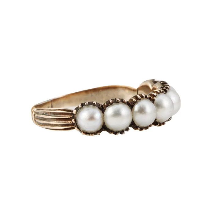 Rings Bell Bird Antiques Georgian Pearl Half Hoop Band
