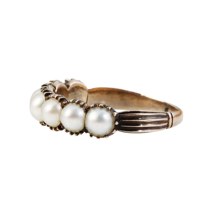 Rings Bell Bird Antiques Georgian Pearl Half Hoop Band