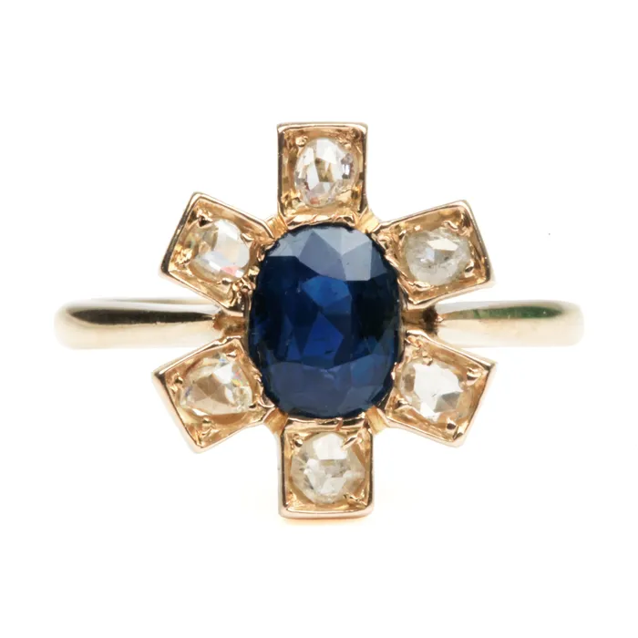 Rings Bell Bird Antiques Late Victorian Sapphire and Diamond Ring