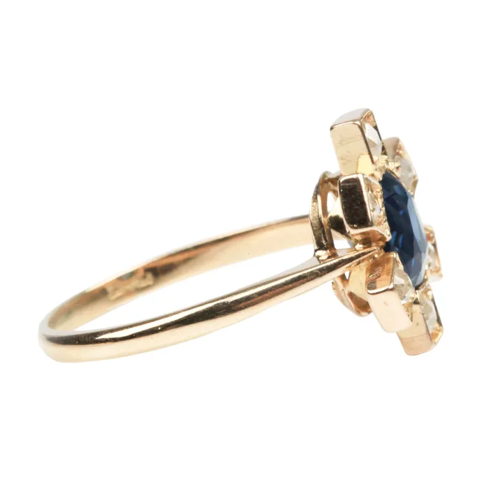 Rings Bell Bird Antiques Late Victorian Sapphire and Diamond Ring
