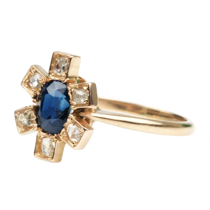 Rings Bell Bird Antiques Late Victorian Sapphire and Diamond Ring