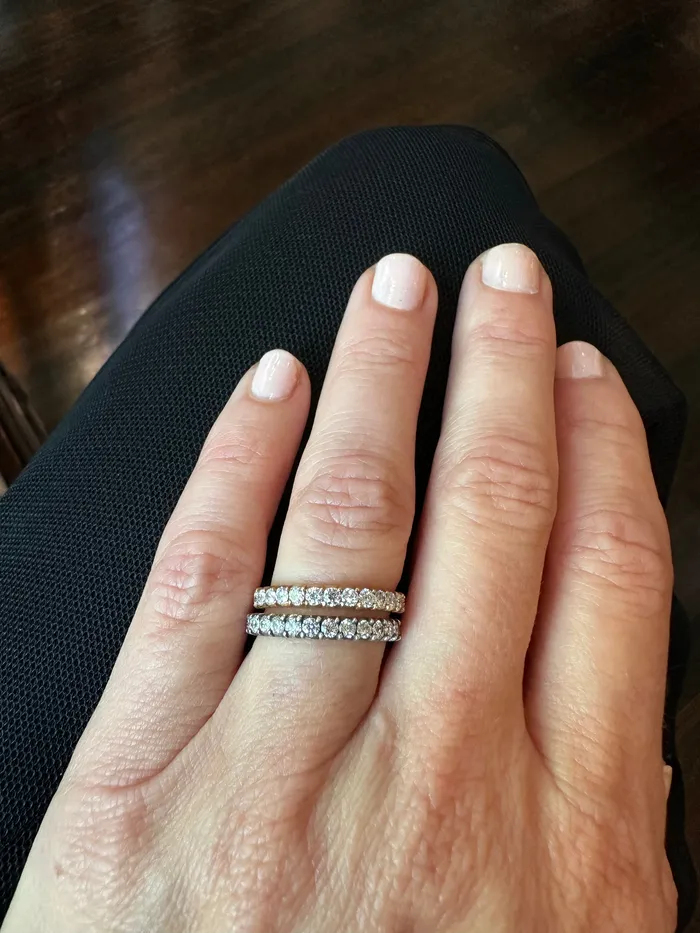 Rings Bell Bird In House Bell Bird Signature Miniature Cutaway Old European Cut Diamond Eternity Band