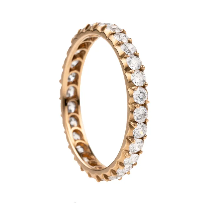 Rings Bell Bird In House Bell Bird Signature Miniature Cutaway Old European Cut Diamond Eternity Band