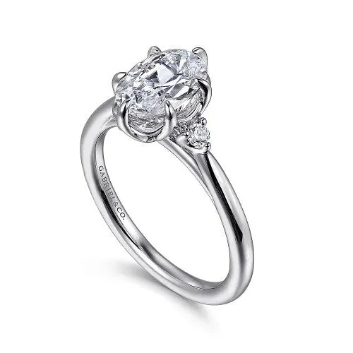 Rings Blaise 14K White Gold Oval Three Stone Diamond Engagement Ring Setting Only GABRIEL CO Rings Blaise 14K White Gold Oval Three Stone Diamond Engagement Ring Setting Only GABRIEL CO