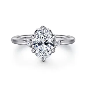 Rings Blaise 14K White Gold Oval Three Stone Diamond Engagement Ring Setting Only GABRIEL CO Rings Blaise 14K White Gold Oval Three Stone Diamond Engagement Ring Setting Only GABRIEL CO