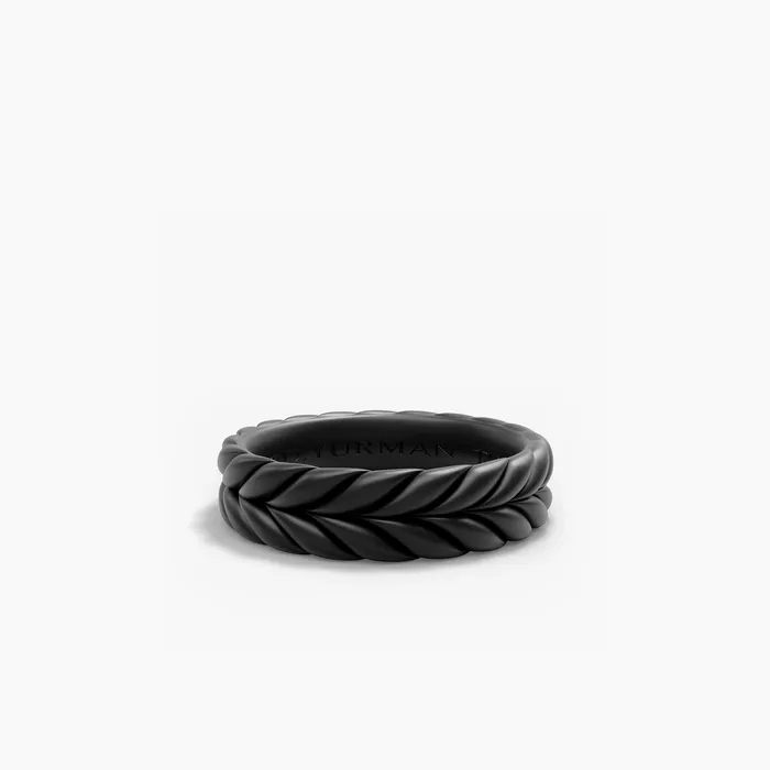 Rings David Yurman 6MM CHEVRON BAND RING BLK TITAN