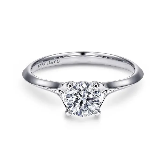 Rings Ellis 14K White Gold Round Diamond Engagement Ring Setting Only GABRIEL CO Rings Ellis 14K White Gold Round Diamond Engagement Ring Setting Only GABRIEL CO