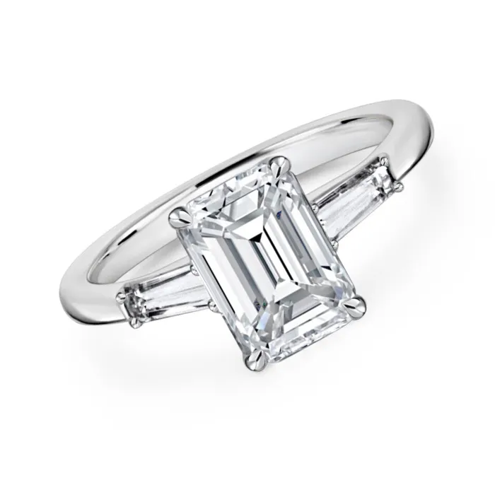 Rings Emerald Cut Side Stones Diamond Ring 270tw Polachecks Collection