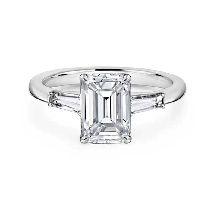 Rings Emerald Cut Side Stones Diamond Ring 270tw Polachecks Collection