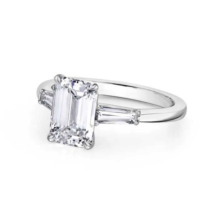 Rings Emerald Cut Side Stones Diamond Ring 270tw Polachecks Collection