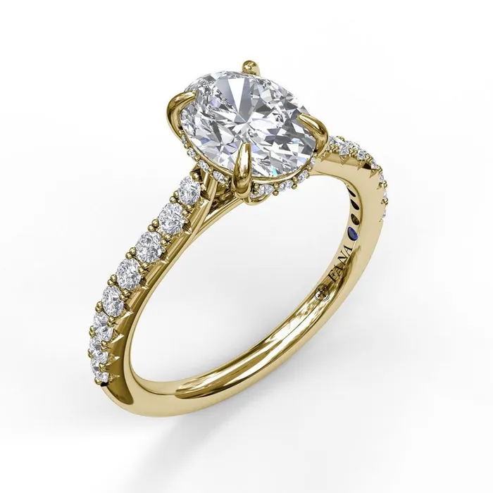 Rings FANA Classic Oval Cut Solitaire With Hidden Halo
