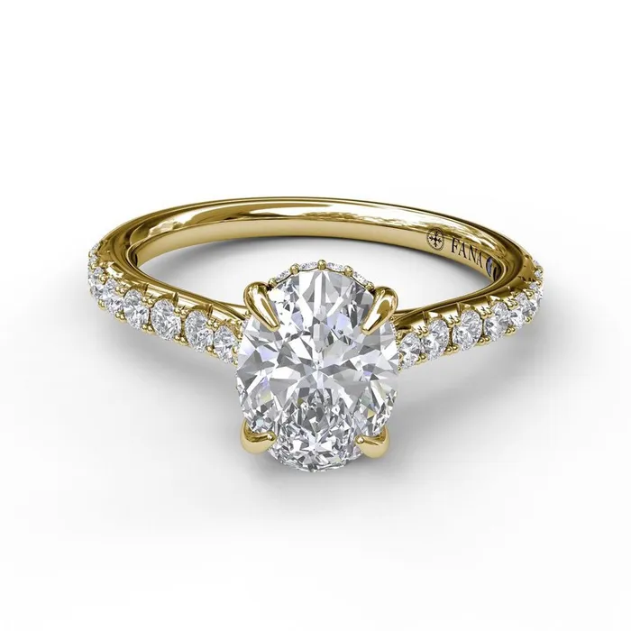 Rings FANA Classic Oval Cut Solitaire With Hidden Halo