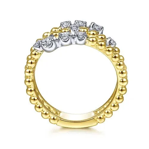 Rings GABRIEL CO 14K WhiteYellow Gold Bujukan and Diamond Open Bypass Wrap Ring Rings GABRIEL CO 14K WhiteYellow Gold Bujukan and Diamond Open Bypass Wrap Ring
