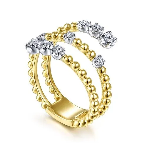 Rings GABRIEL CO 14K WhiteYellow Gold Bujukan and Diamond Open Bypass Wrap Ring Rings GABRIEL CO 14K WhiteYellow Gold Bujukan and Diamond Open Bypass Wrap Ring