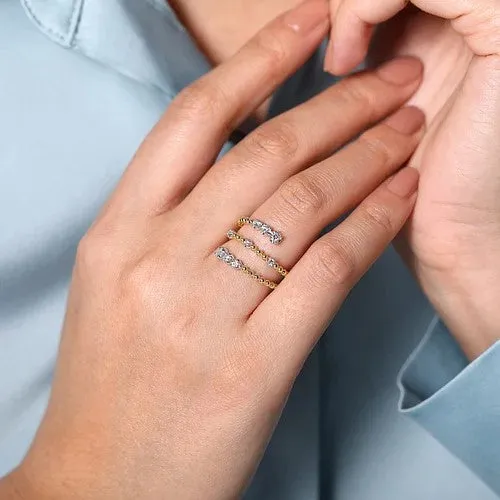 Rings GABRIEL CO 14K WhiteYellow Gold Bujukan and Diamond Open Bypass Wrap Ring Rings GABRIEL CO 14K WhiteYellow Gold Bujukan and Diamond Open Bypass Wrap Ring