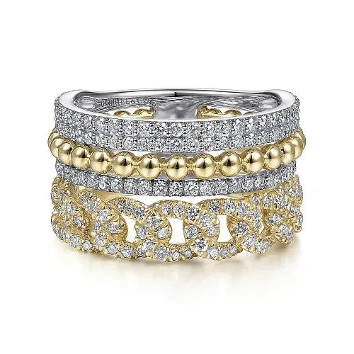 Rings GABRIEL CO 14K WhiteYellow Gold Bujukan Diamond Easy Stackable Ring Rings GABRIEL CO 14K WhiteYellow Gold Bujukan Diamond Easy Stackable Ring