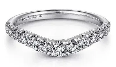 Rings GABRIEL CO Annecy Curved 14K White Gold French Pave Set Diamond Wedding Band 05 ct Rings GABRIEL CO Annecy Curved 14K White Gold French Pave Set Diamond Wedding Band 05 ct