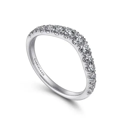 Rings GABRIEL CO Annecy Curved 14K White Gold French Pave Set Diamond Wedding Band 05 ct Rings GABRIEL CO Annecy Curved 14K White Gold French Pave Set Diamond Wedding Band 05 ct