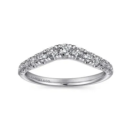 Rings GABRIEL CO Annecy Curved 14K White Gold French Pave Set Diamond Wedding Band 05 ct Rings GABRIEL CO Annecy Curved 14K White Gold French Pave Set Diamond Wedding Band 05 ct
