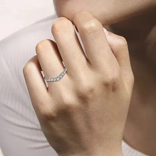 Rings GABRIEL CO Annecy Curved 14K White Gold French Pave Set Diamond Wedding Band 05 ct Rings GABRIEL CO Annecy Curved 14K White Gold French Pave Set Diamond Wedding Band 05 ct