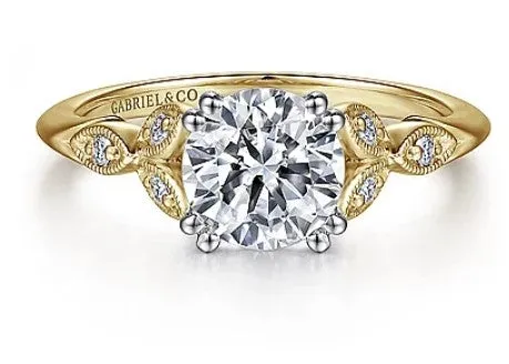 Rings GABRIEL CO Celia 14K WhiteYellow Gold Round Diamond Engagement Ring setting only Rings GABRIEL CO Celia 14K WhiteYellow Gold Round Diamond Engagement Ring setting only