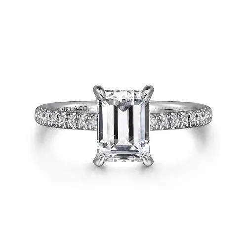 Rings GABRIEL CO Franka 14K White Gold Emerald Cut Diamond Engagement Ring Setting Only Rings GABRIEL CO Franka 14K White Gold Emerald Cut Diamond Engagement Ring Setting Only
