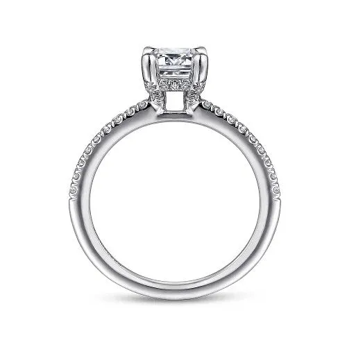 Rings GABRIEL CO Franka 14K White Gold Emerald Cut Diamond Engagement Ring Setting Only
