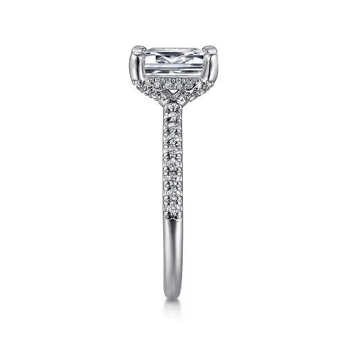 Rings GABRIEL CO Franka 14K White Gold Emerald Cut Diamond Engagement Ring Setting Only