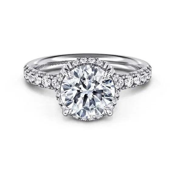 Rings GABRIEL CO Talisa 14K White Gold Round Hidden Halo Diamond Engagement Ring Setting Only Rings GABRIEL CO Talisa 14K White Gold Round Hidden Halo Diamond Engagement Ring Setting Only