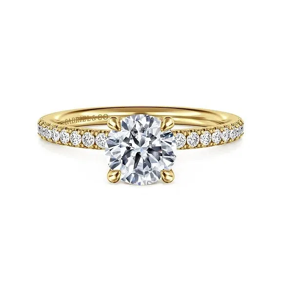 Rings GABRIEL CO Twain 14K Yellow Gold Round Diamond Engagement Ring Setting Only Rings GABRIEL CO Twain 14K Yellow Gold Round Diamond Engagement Ring Setting Only